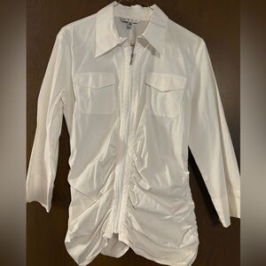 CAbi White Ruched Blouse